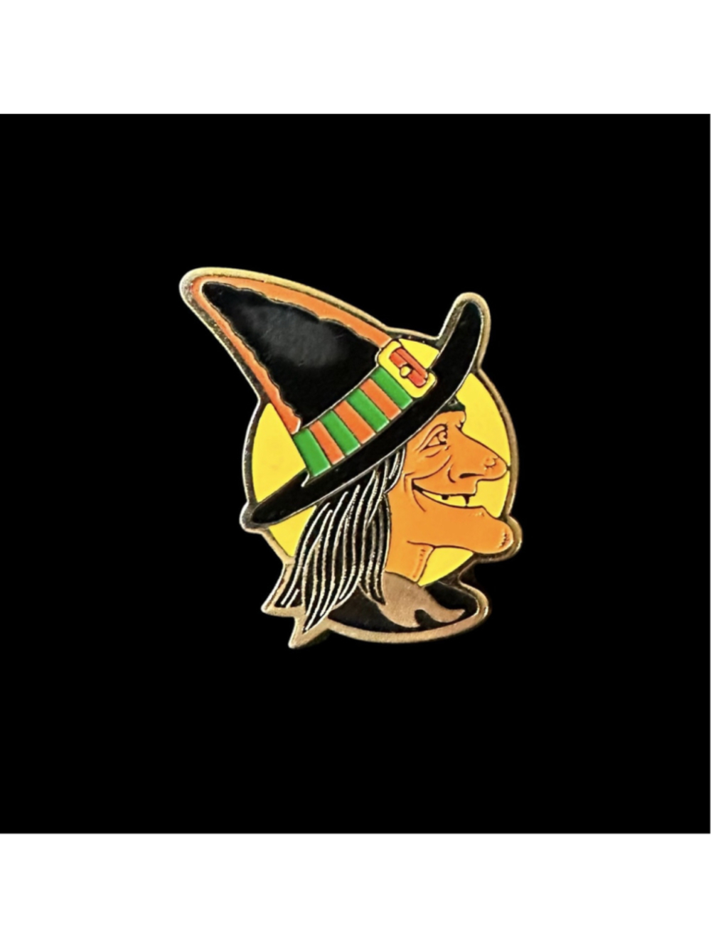 Vintage Beistle Halloween Witch Moon Enamel Pin